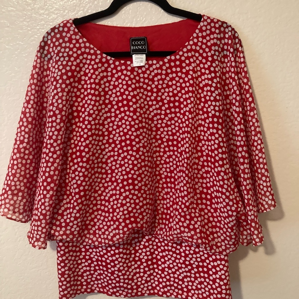Coco Bianco Red Blouse with White Dots